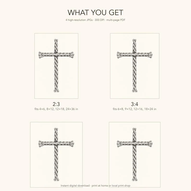 View 3 of Cord of Three Strands Cross, Ecclesiastes 4:12 Scripture Wall Art