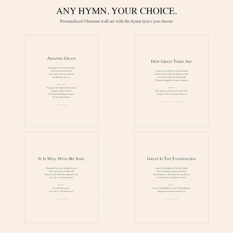 View 2 of Custom Christian Hymn Art, Personalized Hymn Lyrics Wall Art Print