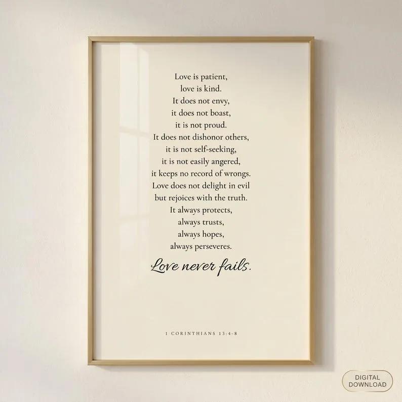 View 2 of 1 Corinthians 13:4-8 Love Is Patient Scripture Wall Art