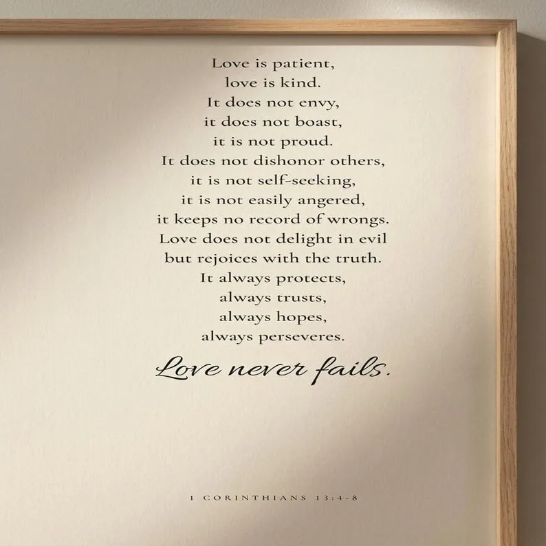 View 4 of 1 Corinthians 13:4-8 Love Is Patient Scripture Wall Art