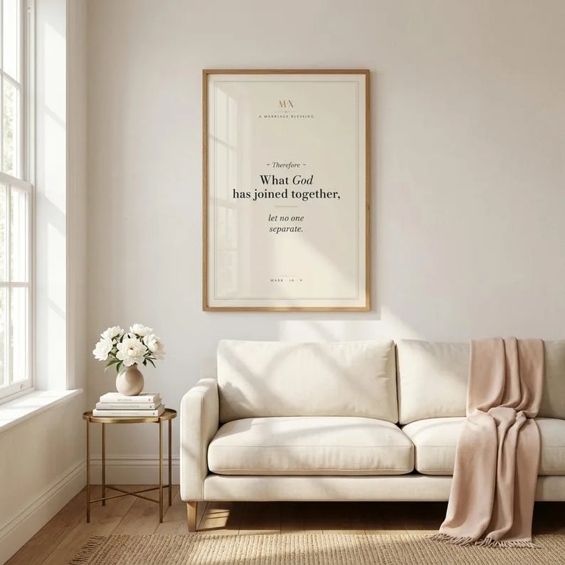 Mark 10:9 Print, What God Has Joined Together Let No One Separate, Christian Wedding Gift, Scripture Print