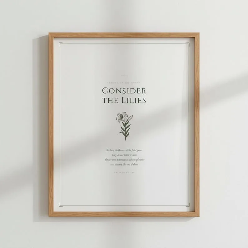 View 2 of Consider the Lilies and Do Not Worry Scripture Wall Art