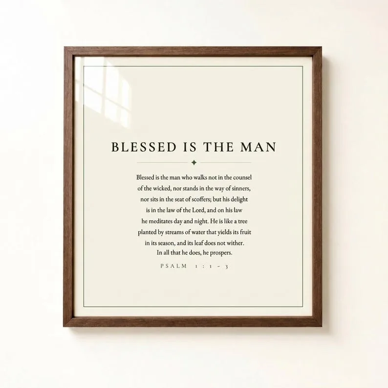 View 2 of Blessed Is the Man: Psalm 1:1-3 Scripture Wall Art