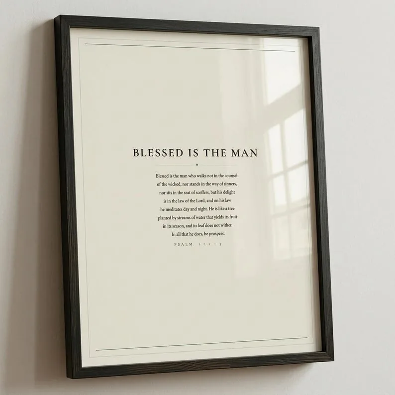 View 4 of Blessed Is the Man: Psalm 1:1-3 Scripture Wall Art