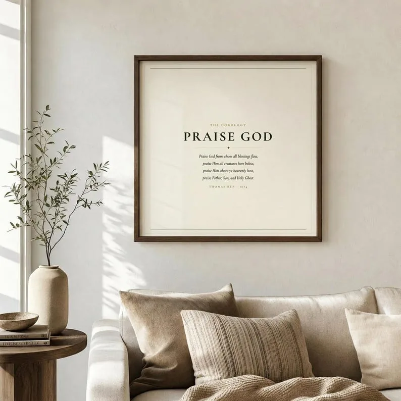 Praise God from Whom All Blessings Flow, Doxology Print, Christian Hymn Wall Art, Song Lyric Art, Baptism Gift, Faith Decor