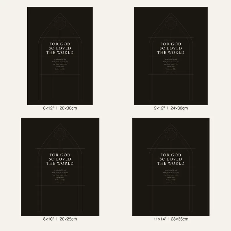 View 3 of For God So Loved the World: John 3:16 Dark Academia Scripture Wall Art