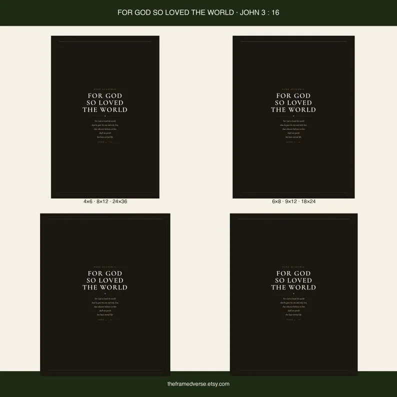 View 4 of For God So Loved the World: John 3:16 Dark Academia Scripture Wall Art